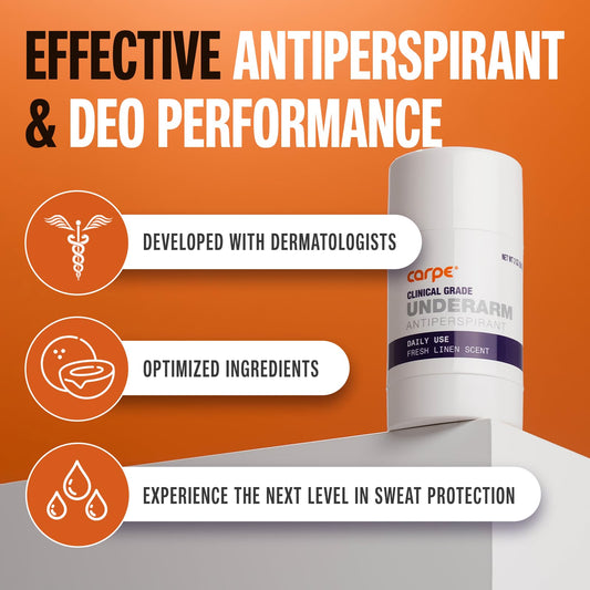 Carpe clinical grade solid stick hyperhidrosis sweat protection solution