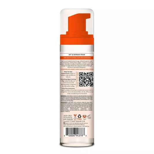 Cantu hair setting foam for braids and wigs pump bottle display.