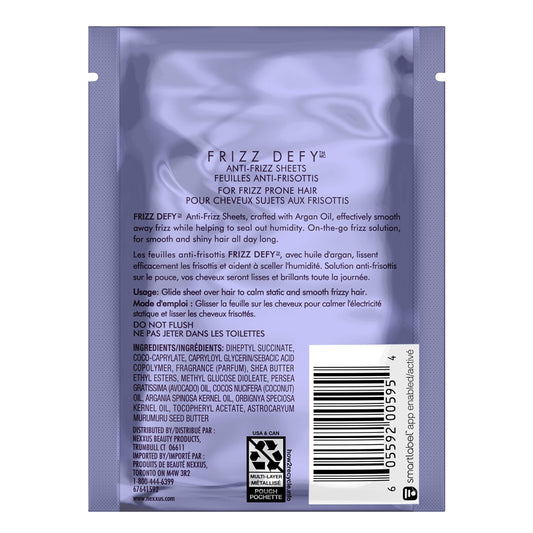 Nexxus anti frizz sheets infused with argan oil for smoothing flyaways