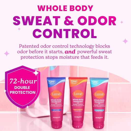 Lume smooth cream tube Soft Powder scent seventy two hour protection