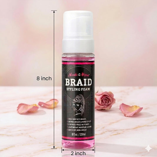 Nicole & Alyssa premium braid foam control mousse lightweight formula for twists and locs