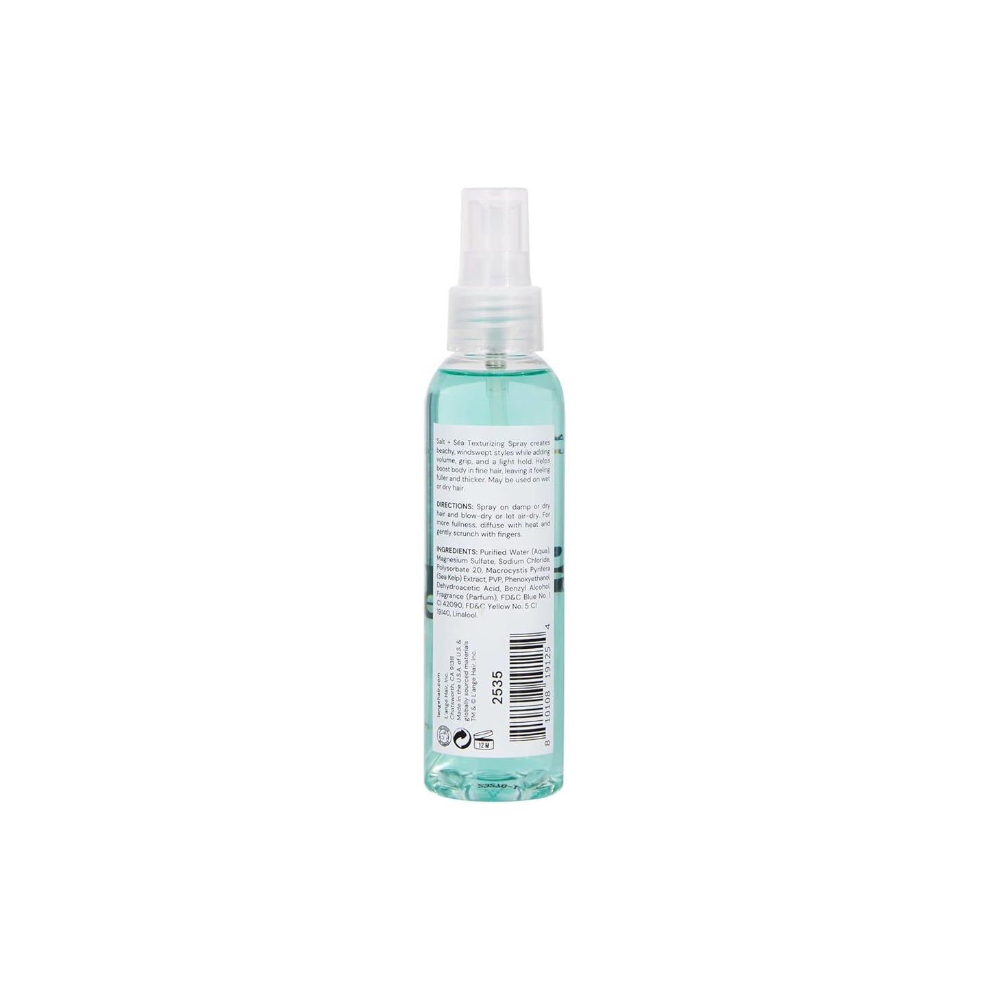 Lightweight volumizing sea salt hair spray by L'ange Hair for crunch free finish