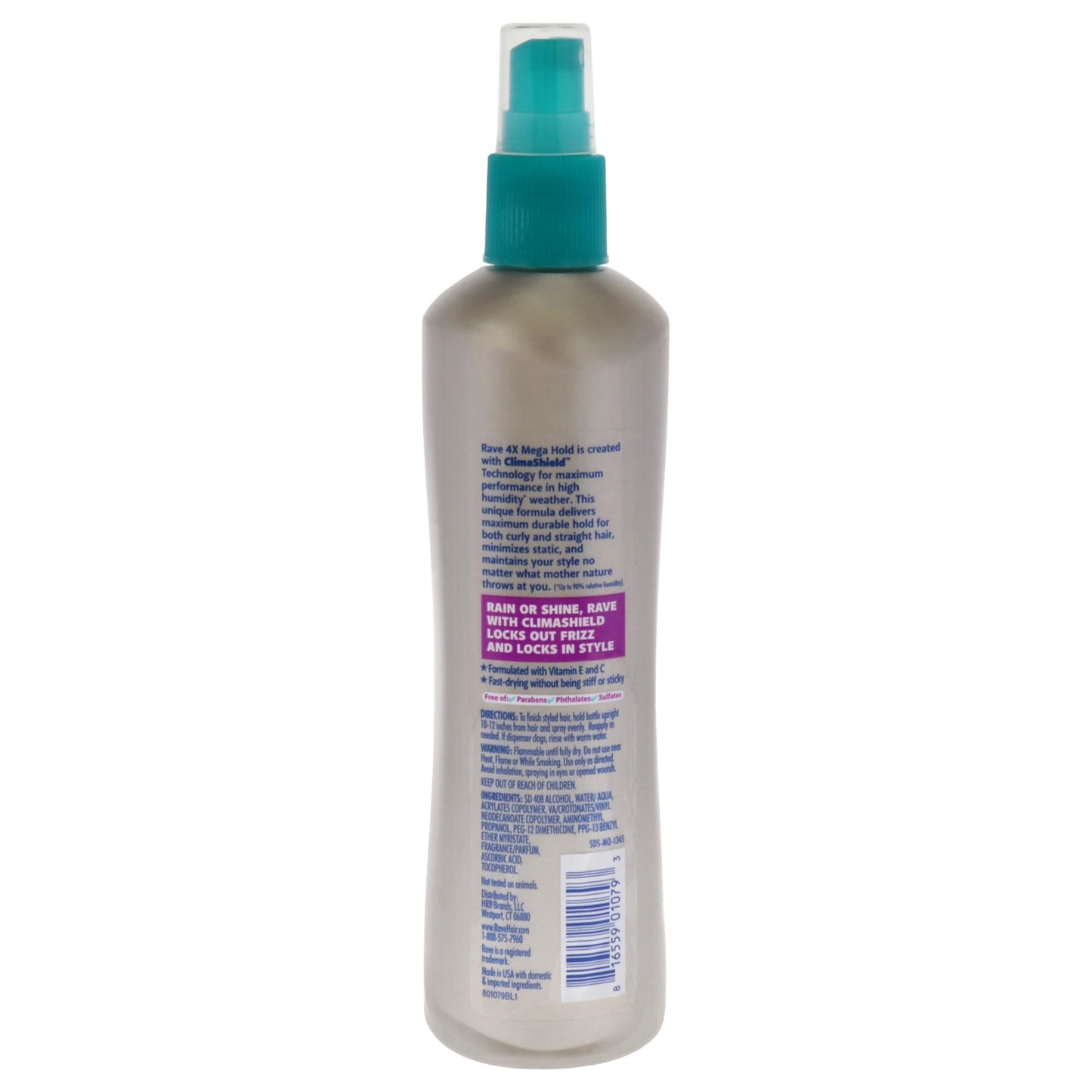 Authentic USA imported Rave non aerosol unscented hairspray eleven fluid ounce bottle packaging