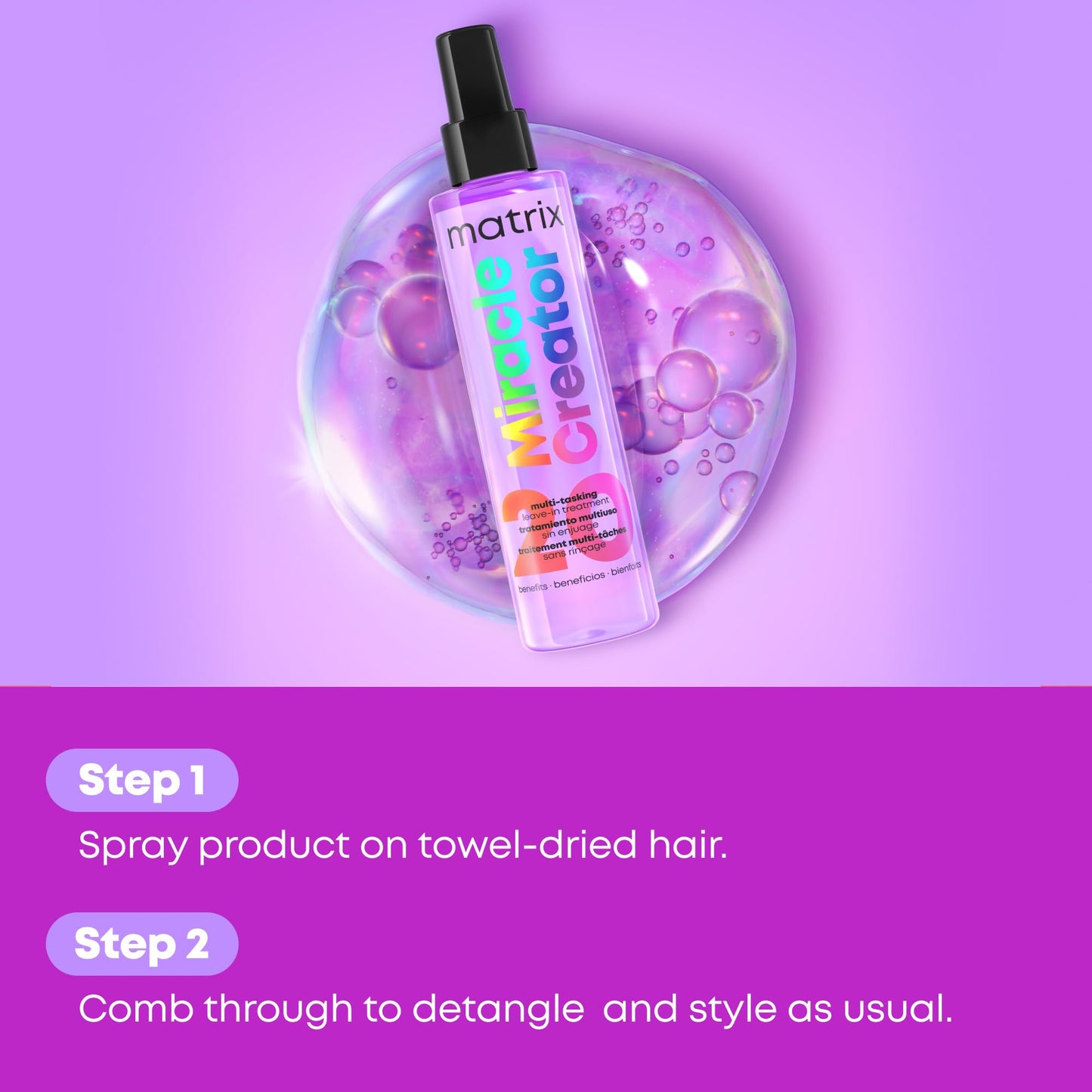 Matrix imported leave in conditioner spray for daily hair manageability