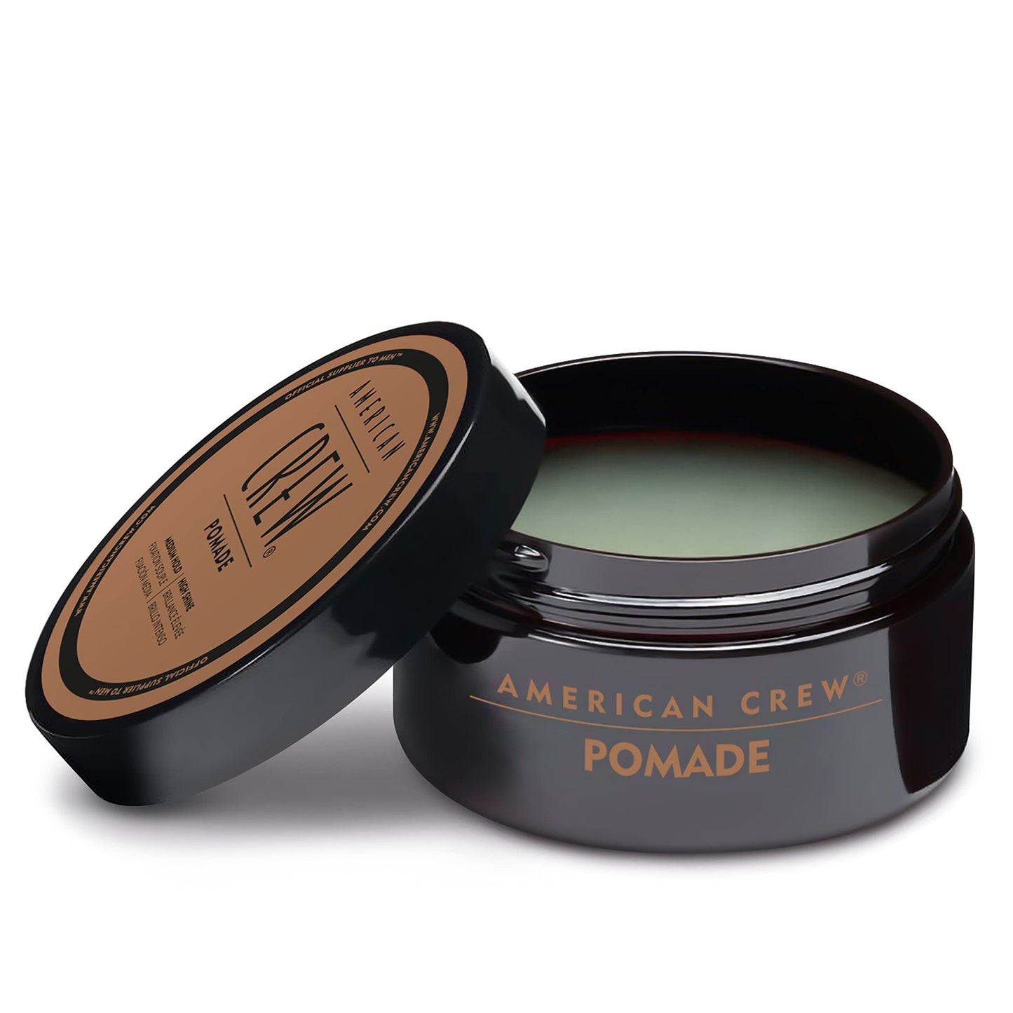 USA sourced American Crew pomade for men high shine non greasy flexible hair styling styling cream close up.