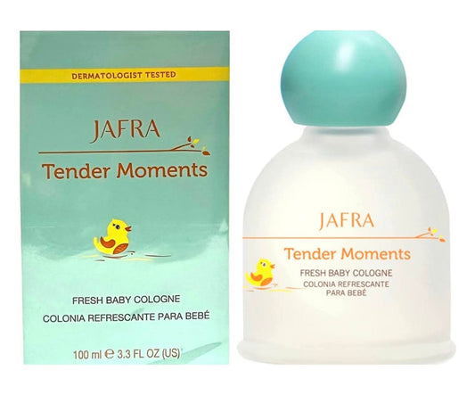 Alcohol free Jafra Tender Moments baby perfume 100ml packaging showing product details