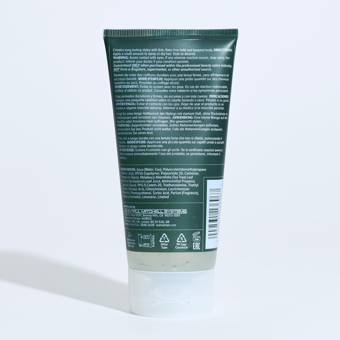 Paul Mitchell tea tree aromatherapy hair shine gel packaging