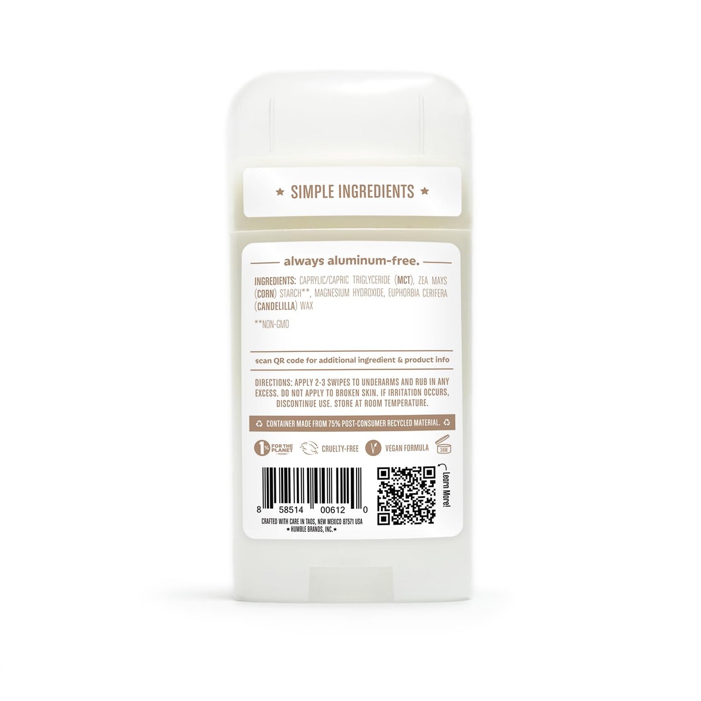 Humble Brands USA imported personal care deodorant product top angle