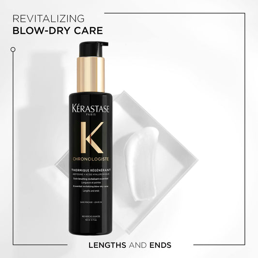 Kérastase Chronologiste heat protectant serum bottle showing ingredients and instructions