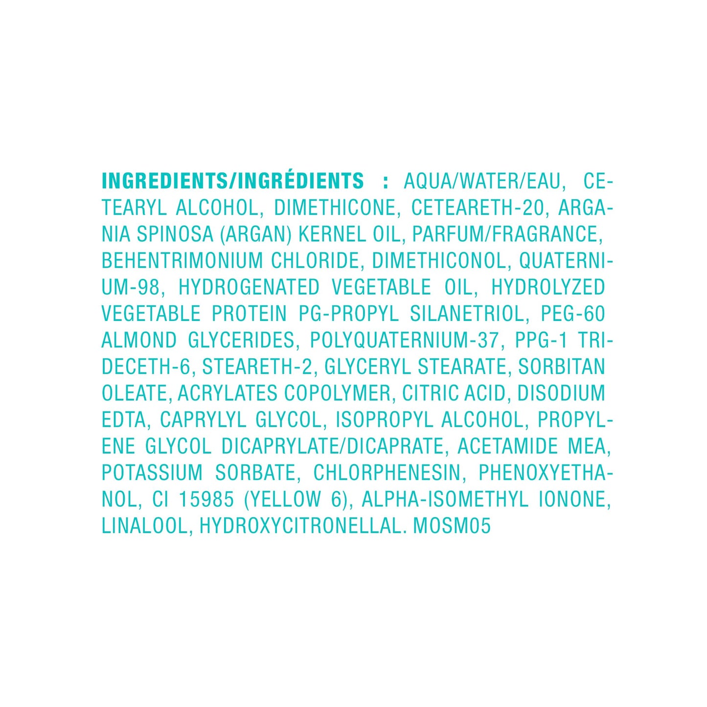Moroccanoil argan oil infused frizz control treatment back label