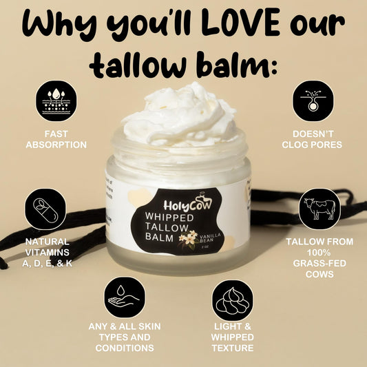 HolyCow grass-fed beef tallow balm texture close up