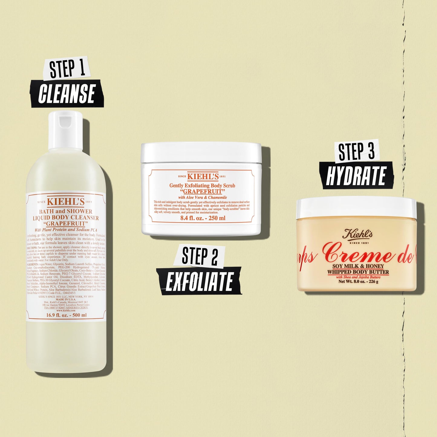 Group of Kiehl's skincare products including body butter