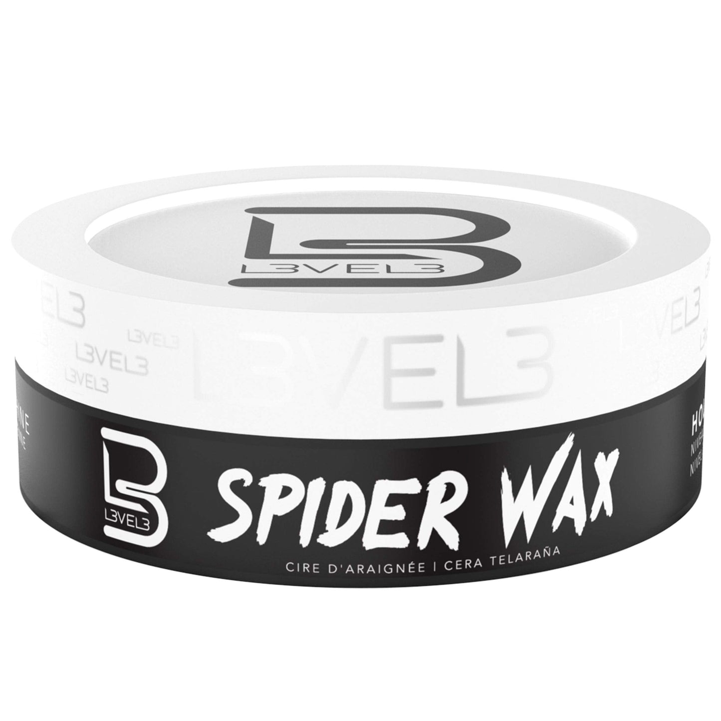 L3 Level 3 long lasting men grooming wax jar sitting on a clean surface.