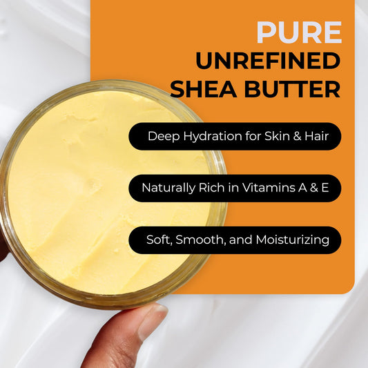 Open jar of Ra Cosmetics raw unrefined shea butter