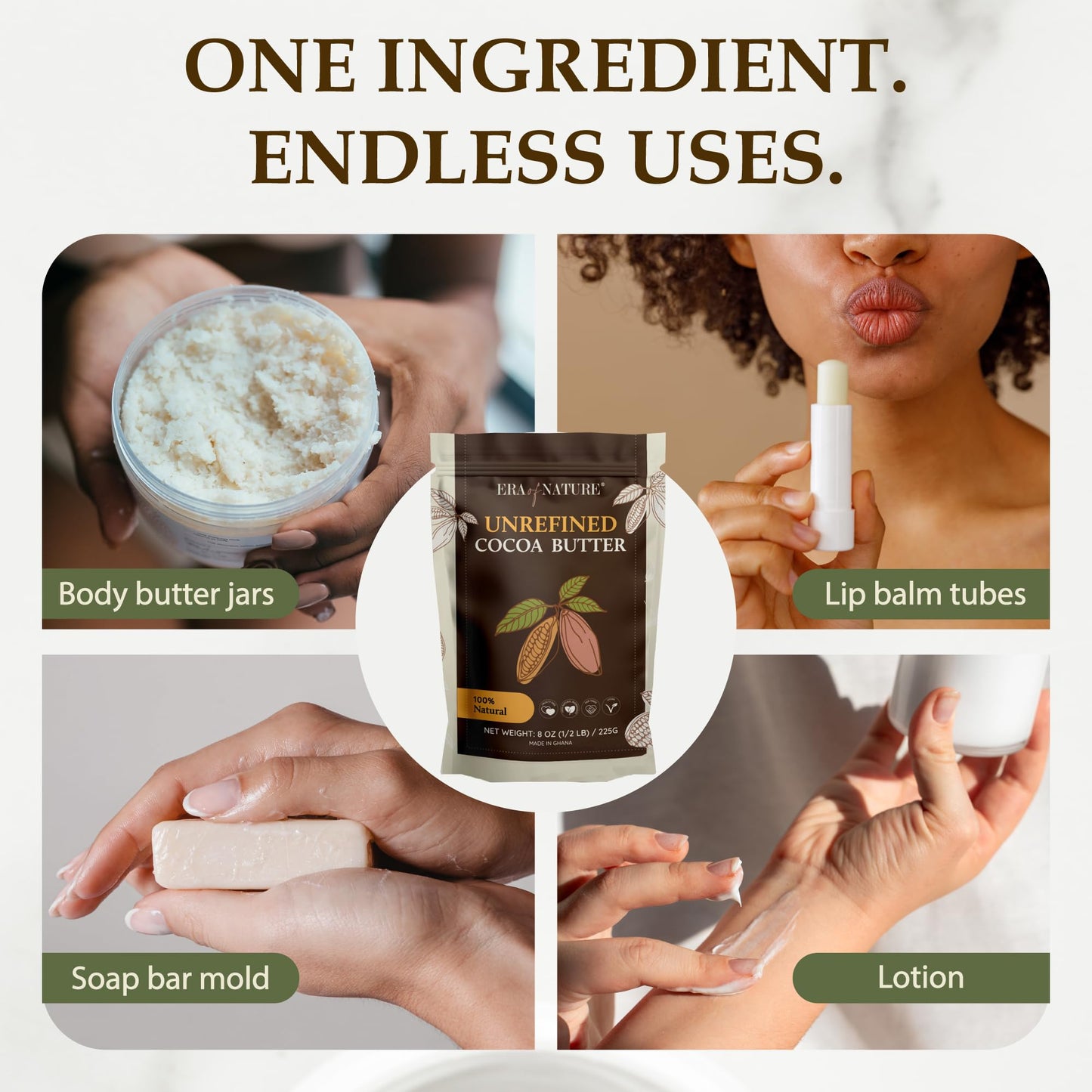 Era of Nature mango butter packaging for lotion making