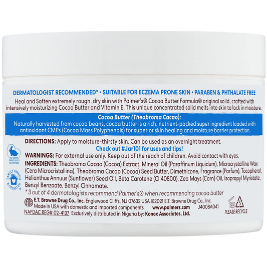 Three jars of Palmer's Cocoa Butter Formula Solid Daily Skin Therapy