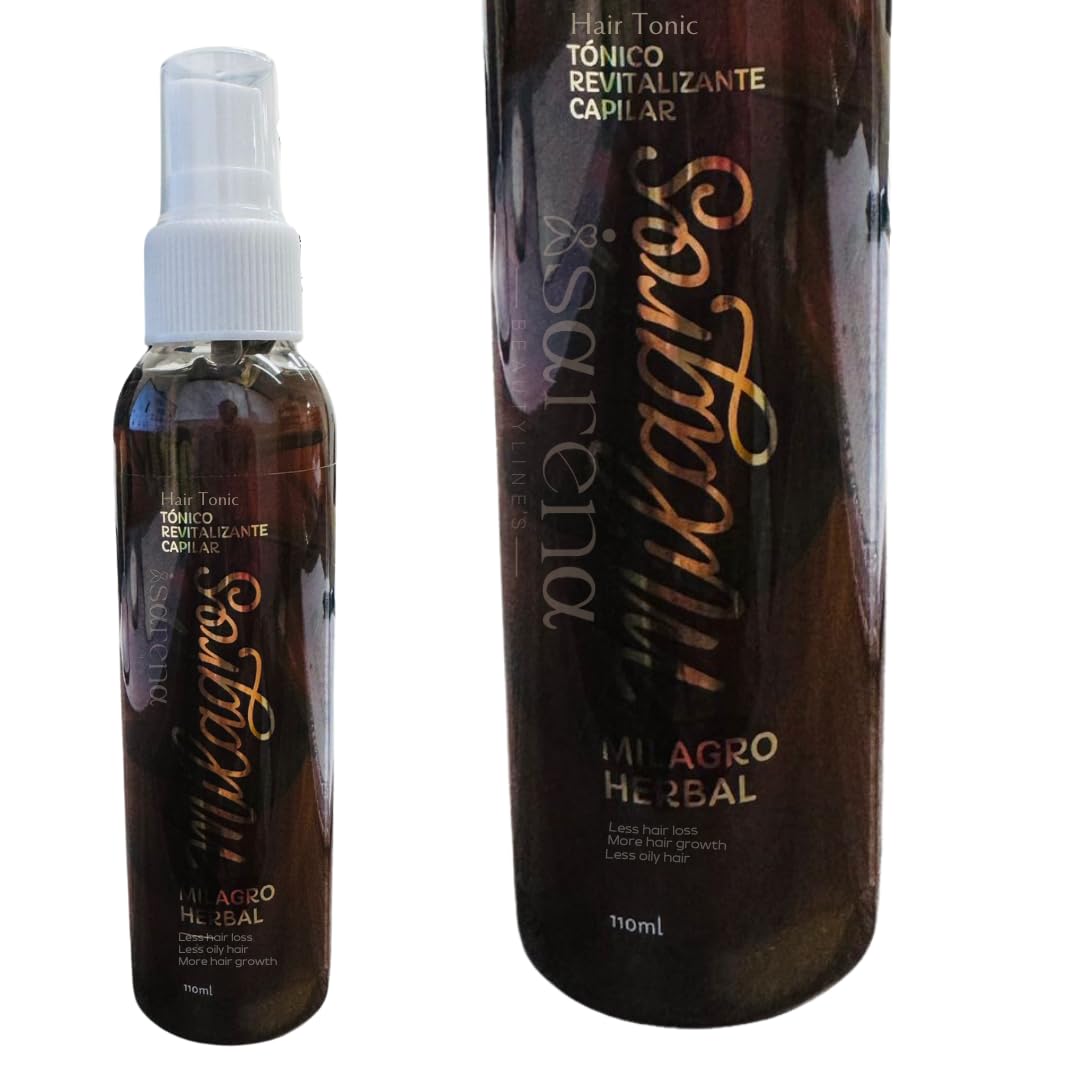 Milagros anti hair fall and scalp revitalization spray bottle on clean backdrop