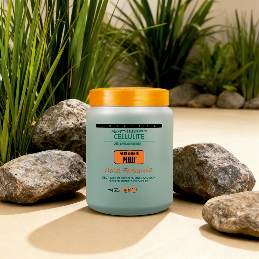 Guam anti cellulite clay treatment application setup for at home spa care.
