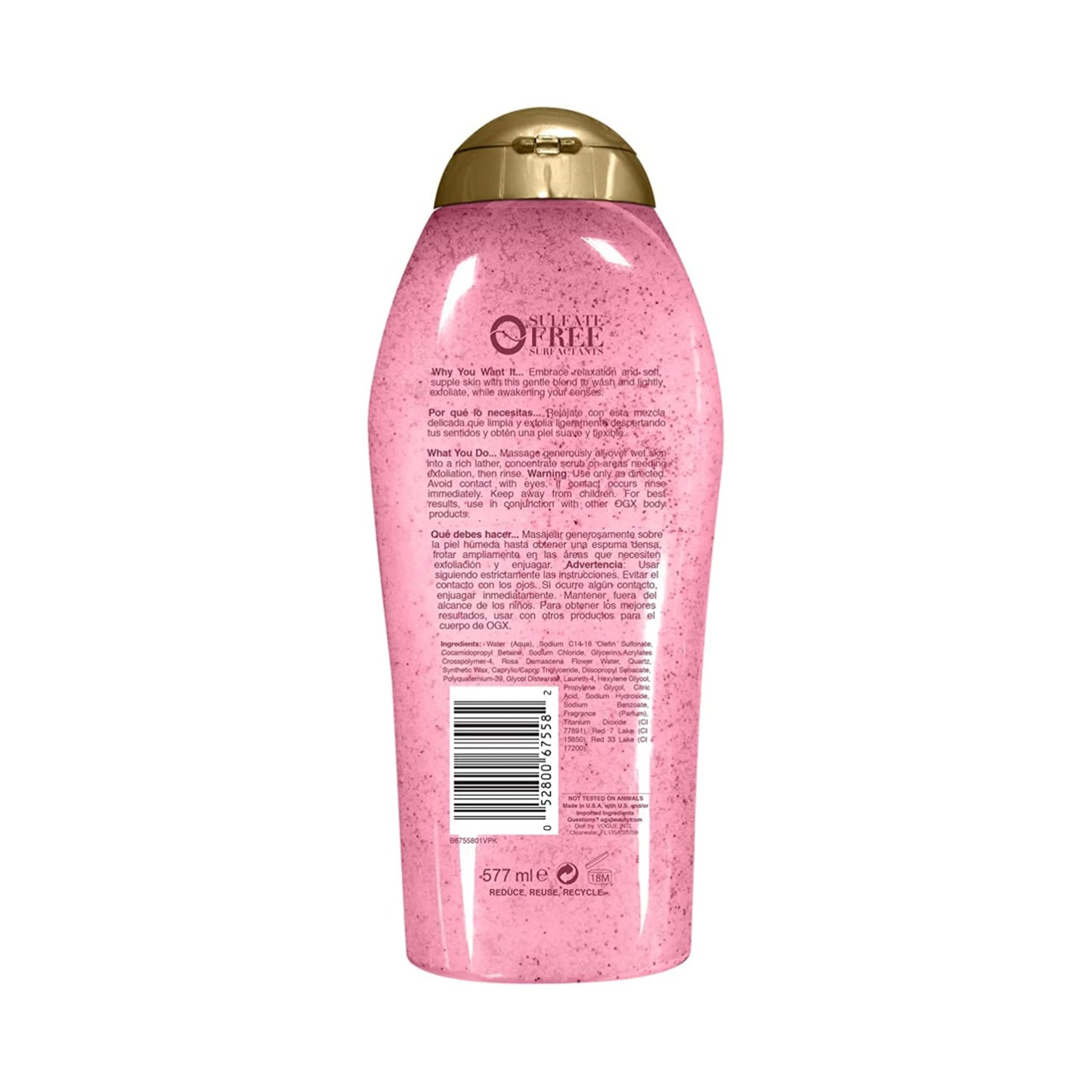Authentic USA sourced OGX sensitive skin softening body wash texture view