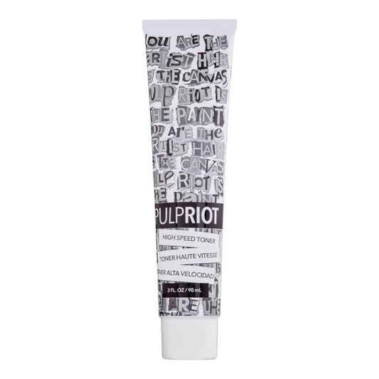 Back view of the three ounce Pulp Riot High Speed Toner tube highlighting instructions and product warnings.
