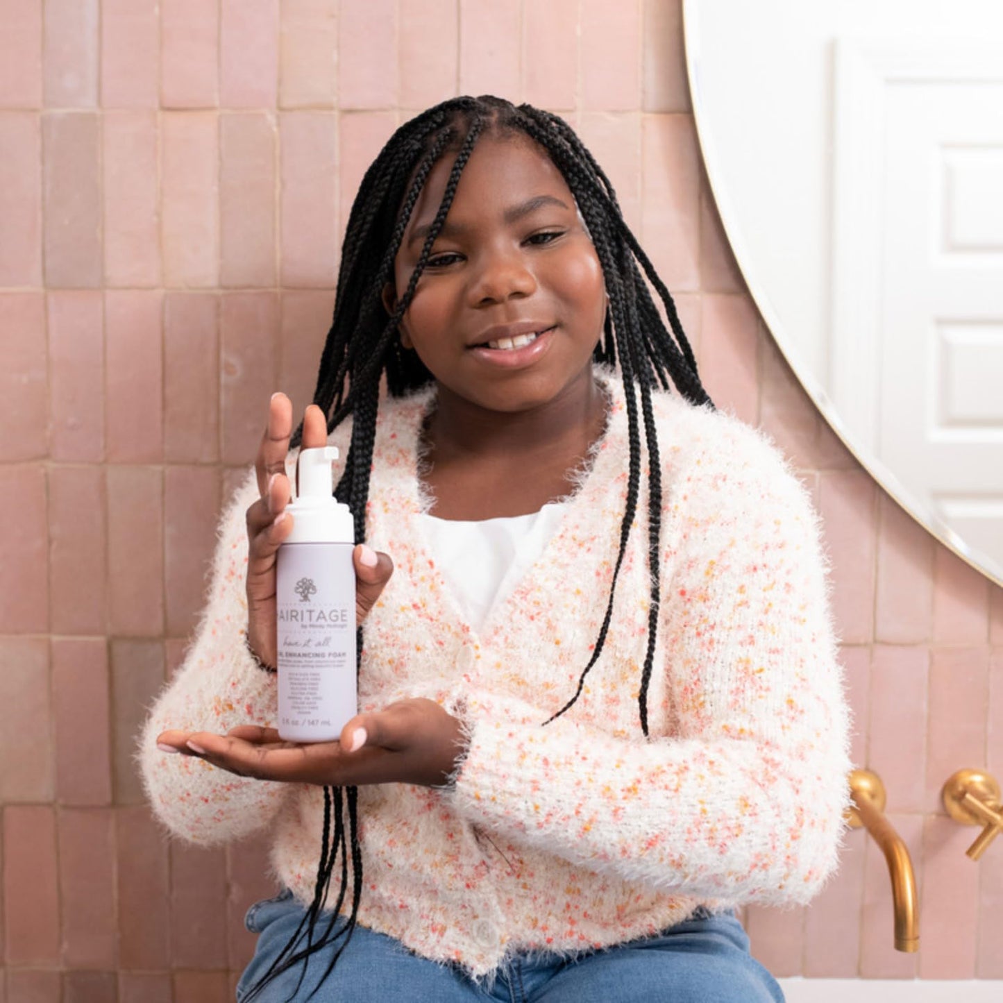 Hairitage curl enhancing mousse product lineup for wavy and curly hair