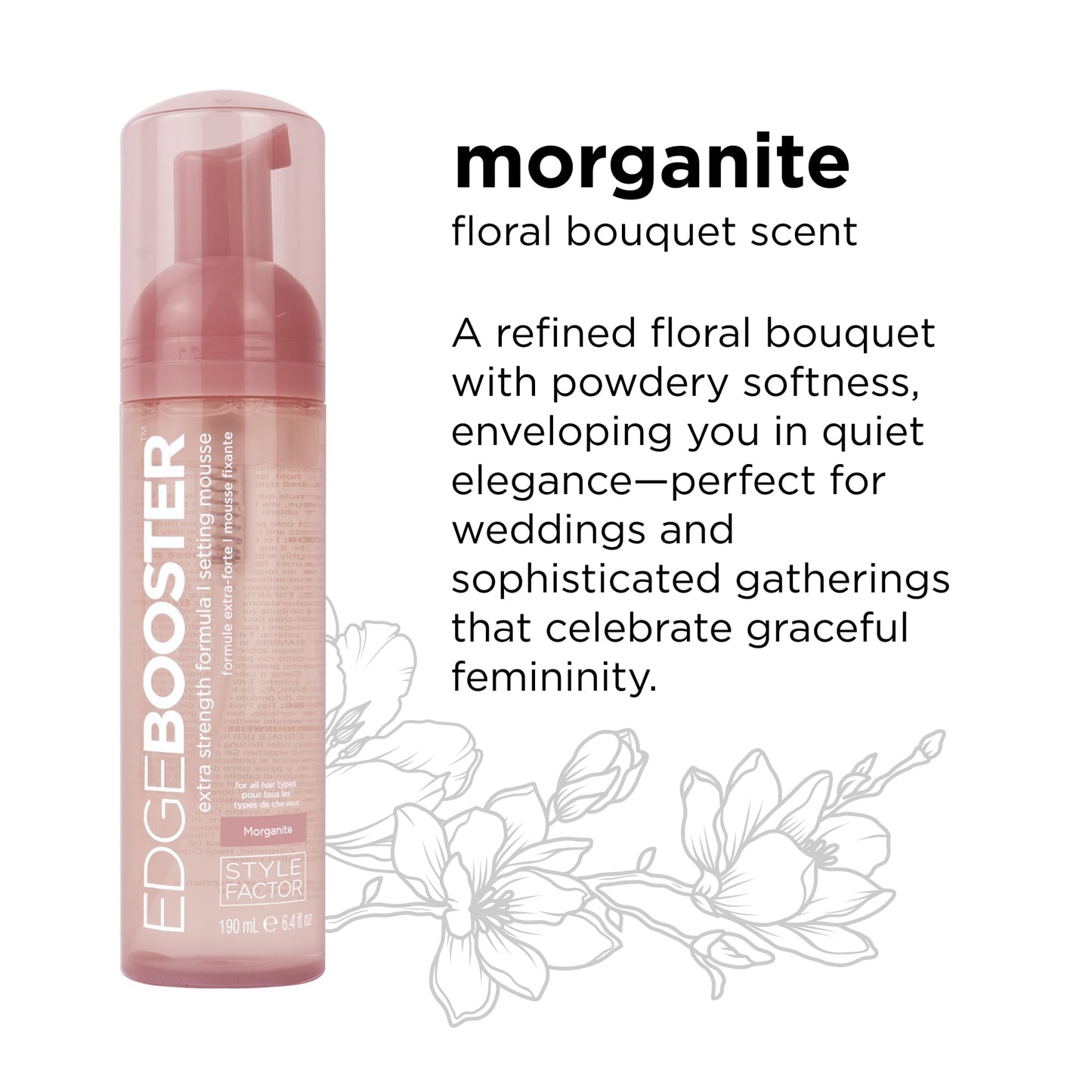 Style Factor Edge Booster Morganite mousse held in hand for scale