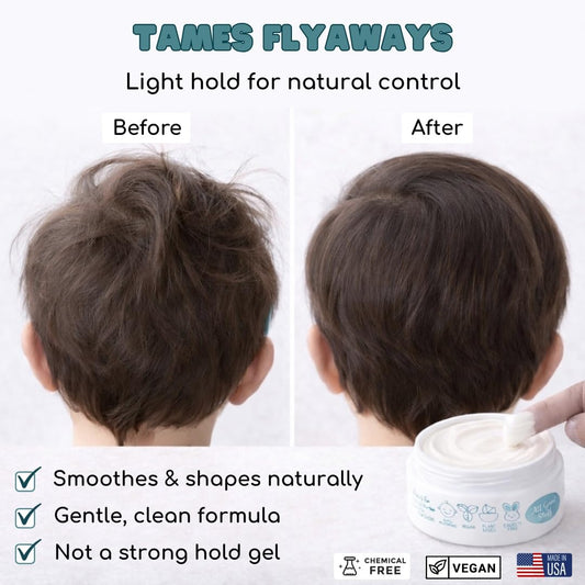 Lane And Co plant based kid hair styling cream highlighting hypoallergenic organic label
