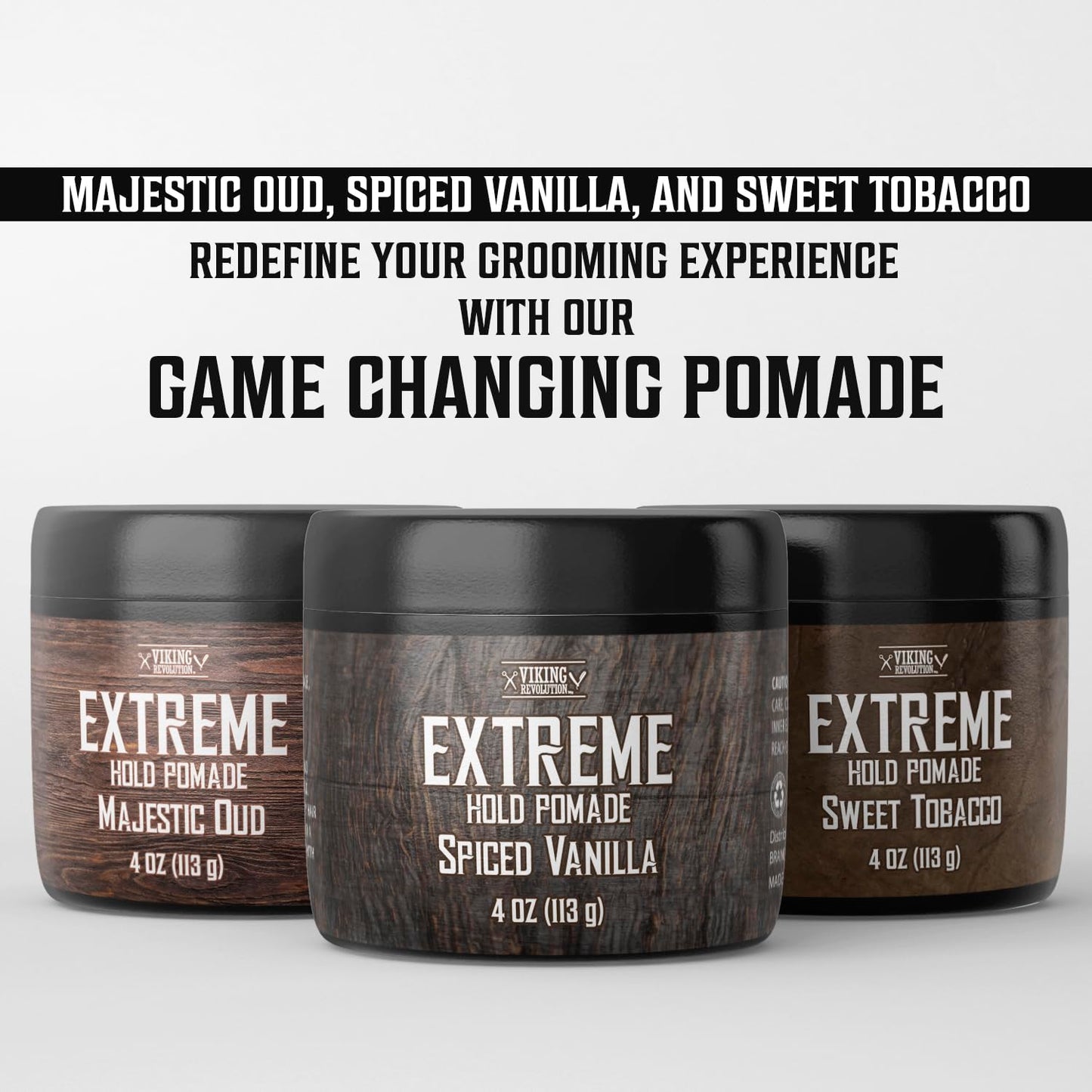 Viking Revolution premium hair pomade for men showing the full product label information.