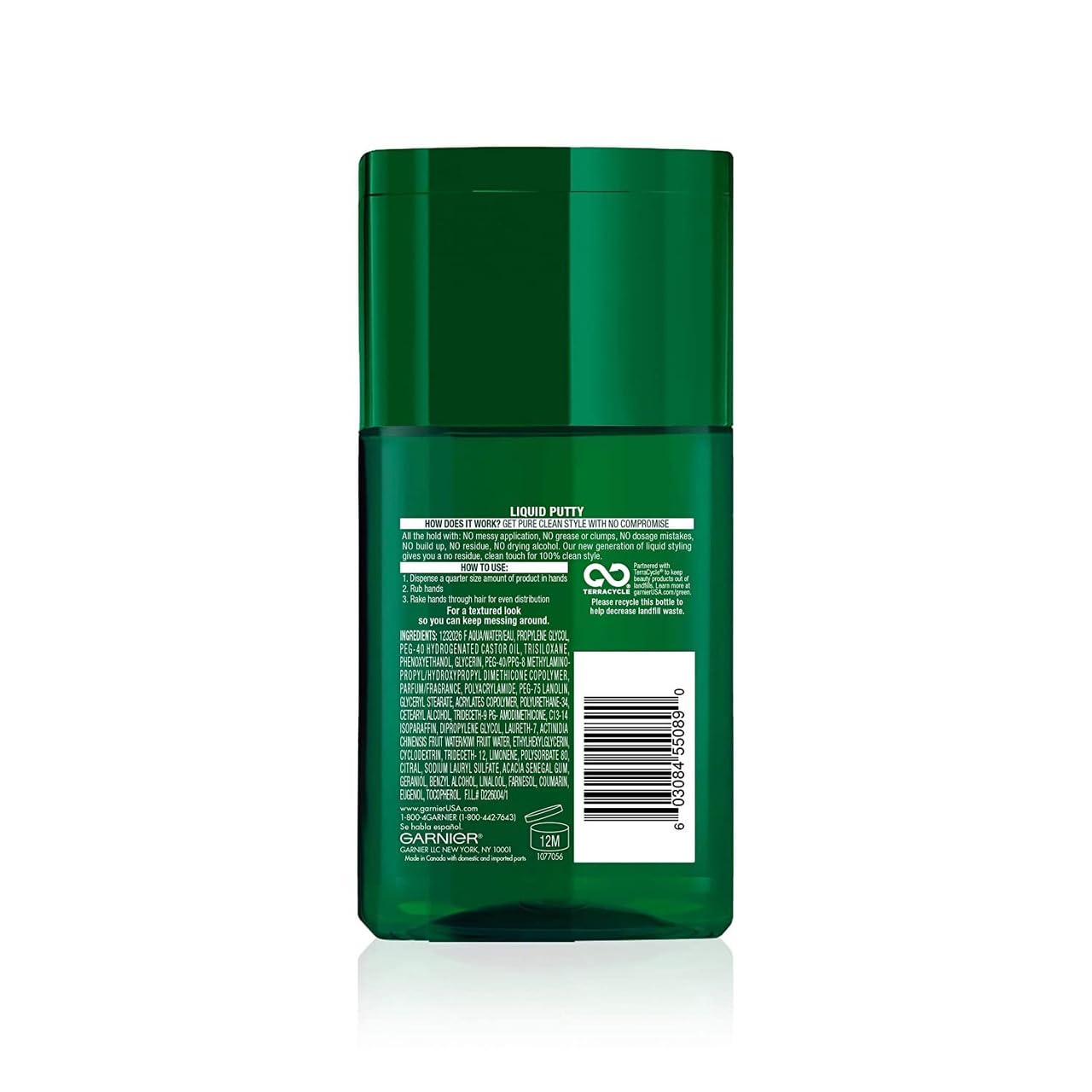 Close up of Garnier Fructis Matte and Messy styling cream bottle