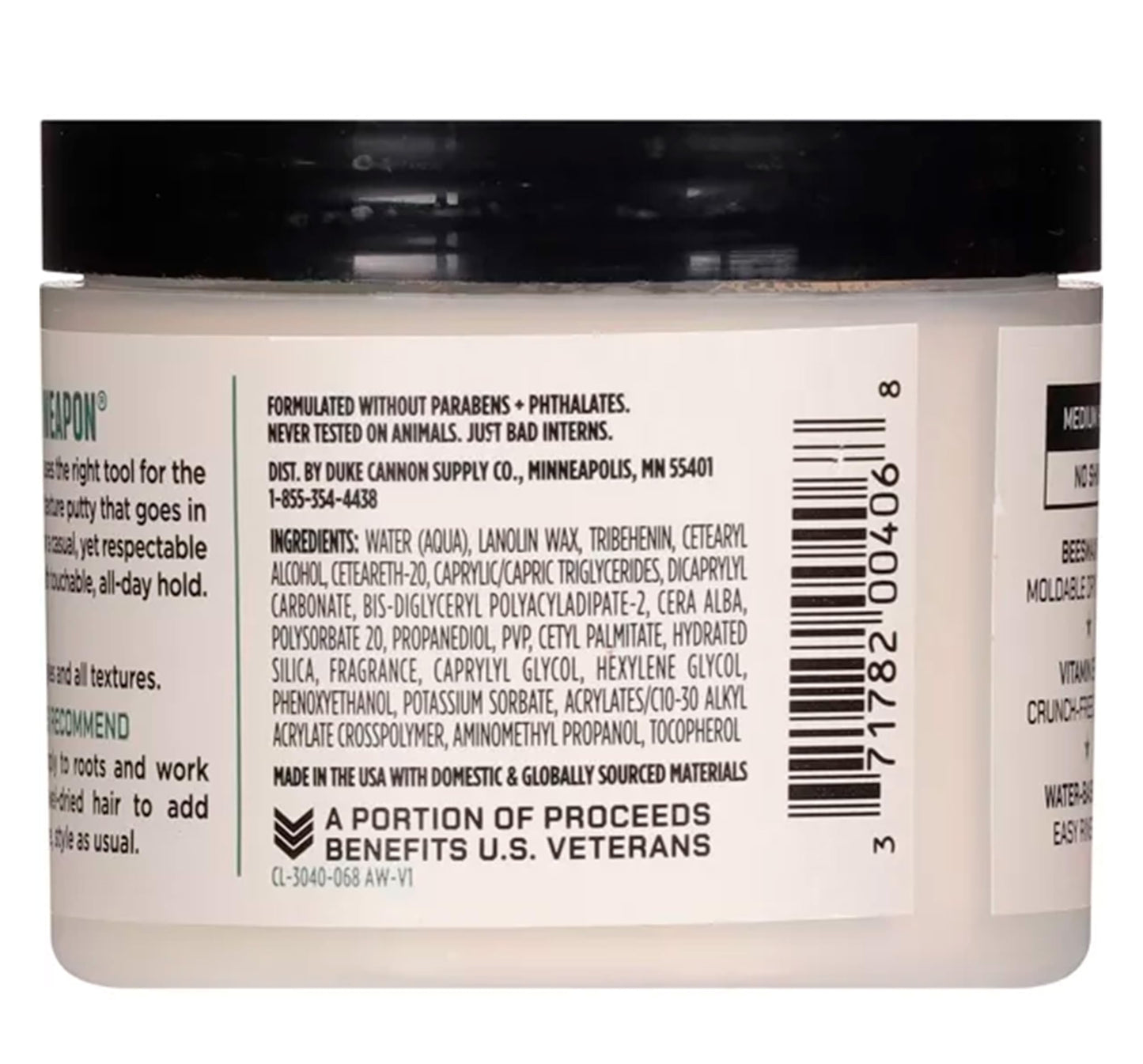 Authentic Duke Cannon Dry Hold Putty packaging