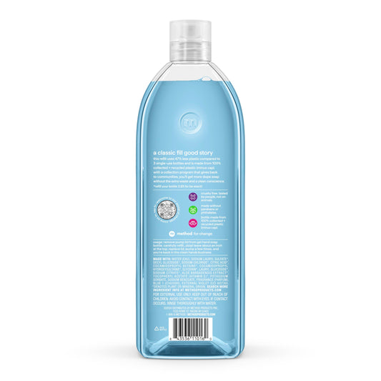 Method liquid hand wash refill in Sea Minerals scent displaying product details and size