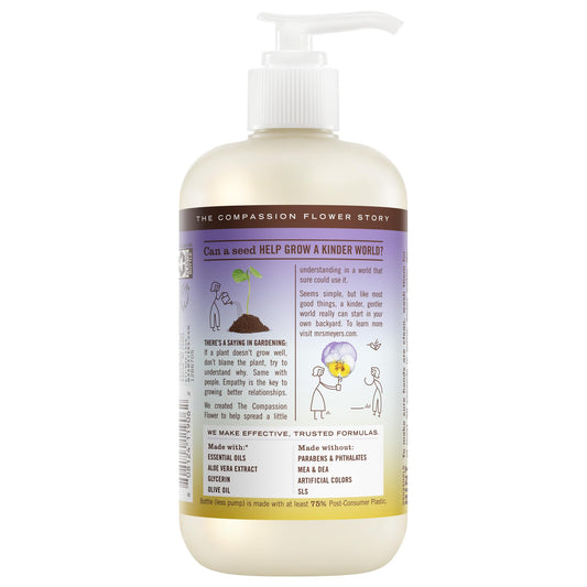 Three bottles of Mrs. Meyer's Compassion Flower liquid soap