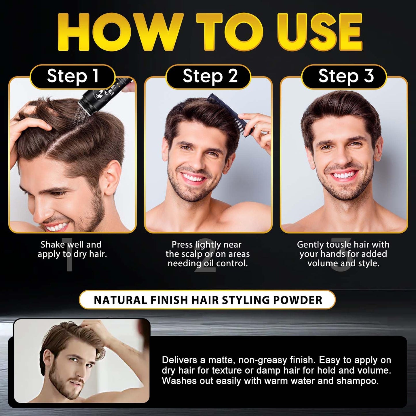 Natural look hair styling powder for daily grooming