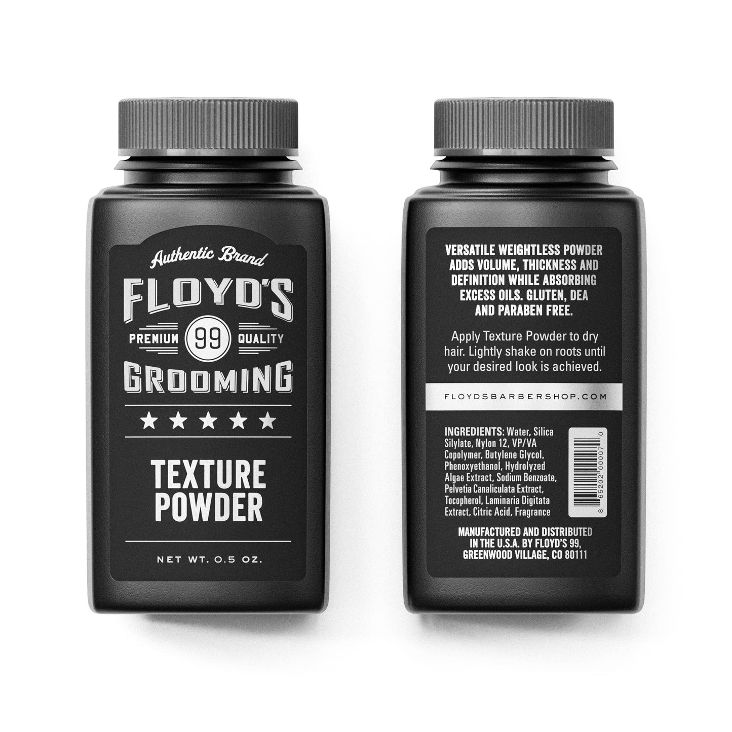 Floyd's 99 hair powder bottle on clean background