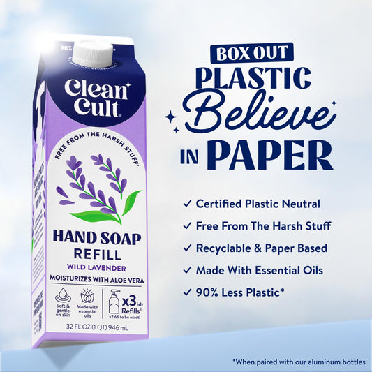 Cleancult lavender hand wash refill thirty two ounce carton for sensitive skin