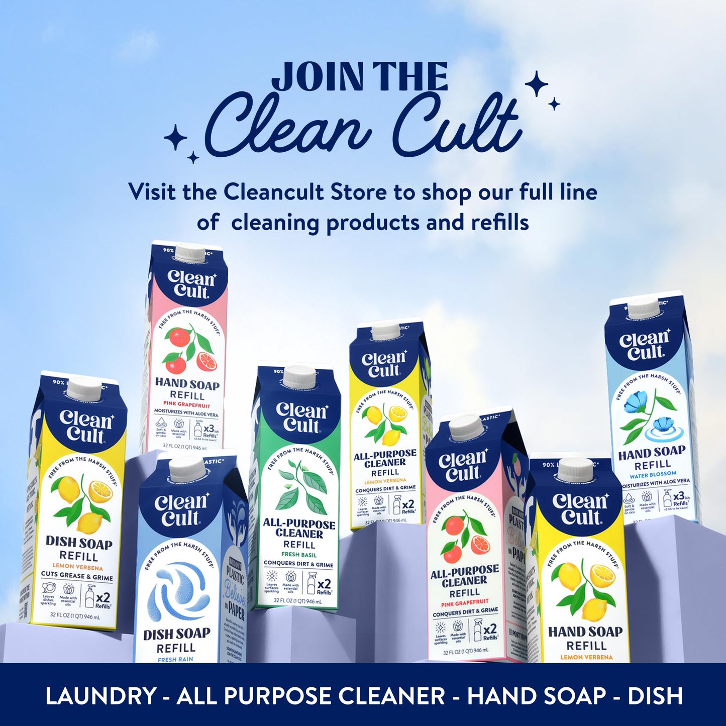 Cleancult wild lavender sustainable hand wash refill pack close up view