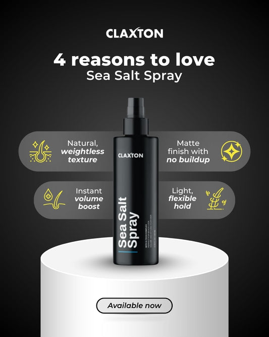 Claxton Sea Salt Spray bottle showcasing lightweight flexible hold features