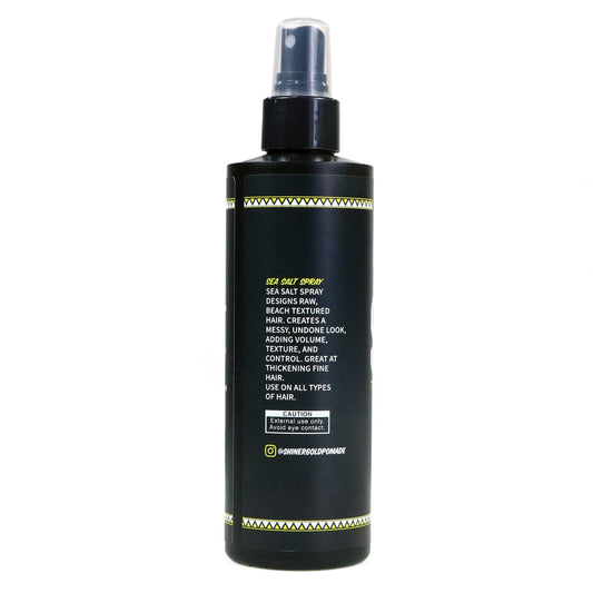 Shiner Gold volume and texture spray bottle showing matte finish styling benefits.