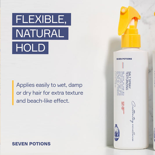 Seven Potions salt spray bottle showing matte finish benefits