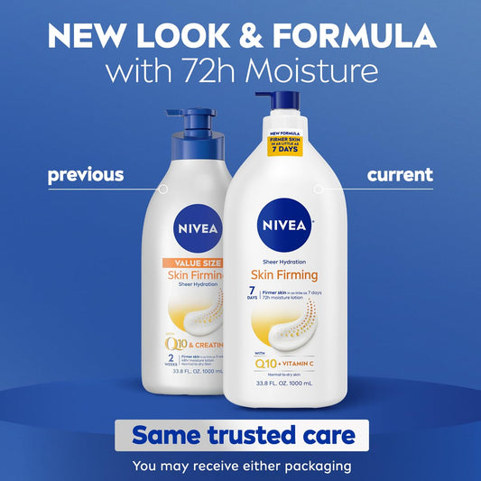 Nivea body lotion 33.8 fluid ounce pump bottle side profile