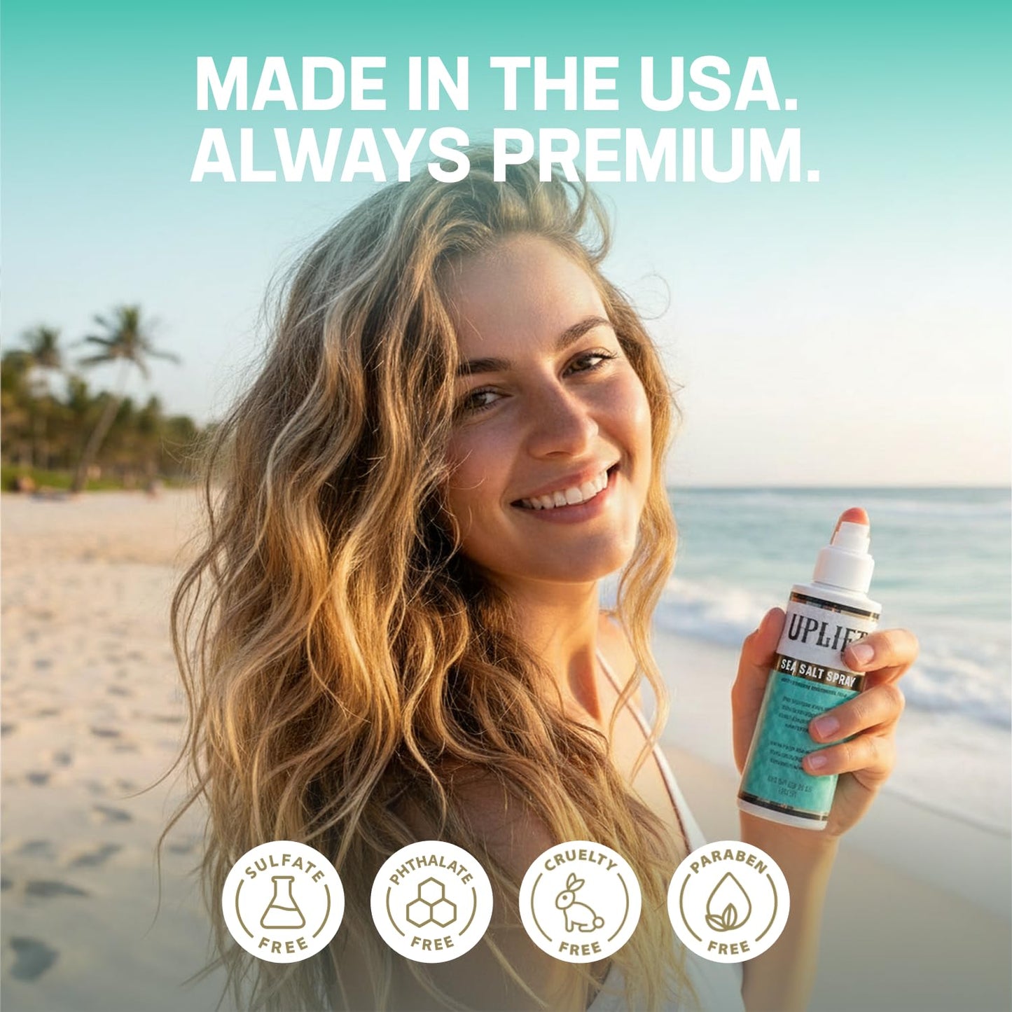Back label of Uplift Provisions sea salt spray