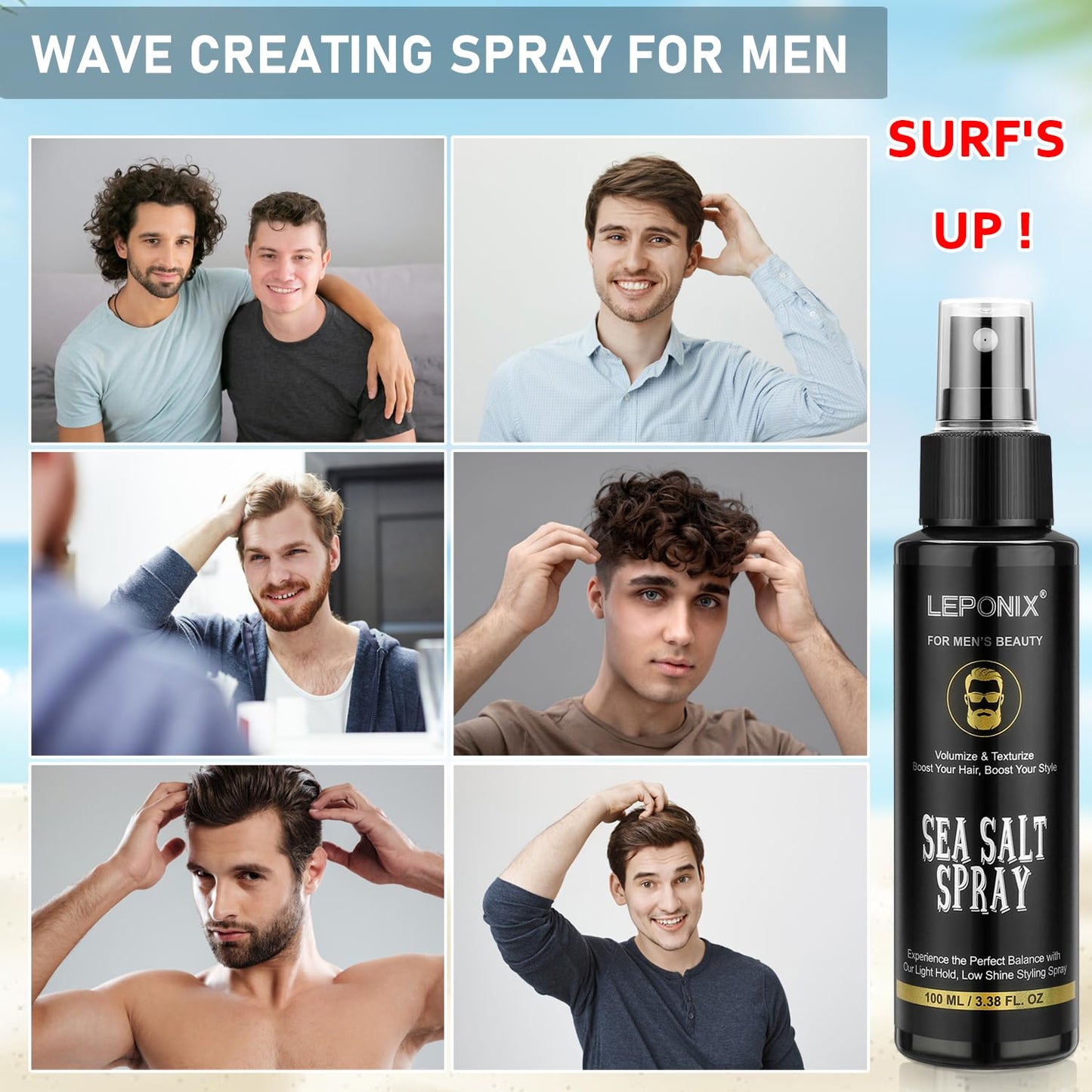 Travel size Leponix hair styling spray bottles