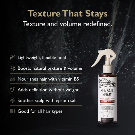 DandyMen Tobacco Vanilla hair spray bottle showcasing the premium packaging design.