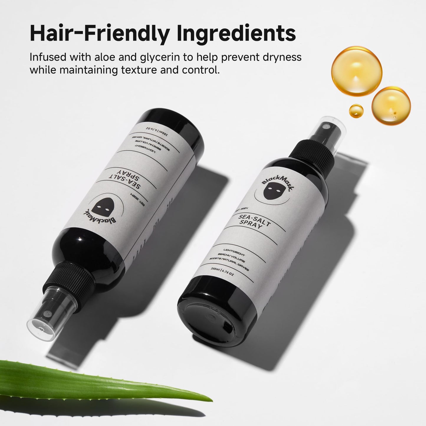 Barbershop quality texturizing sea salt spray for flexible hold styling