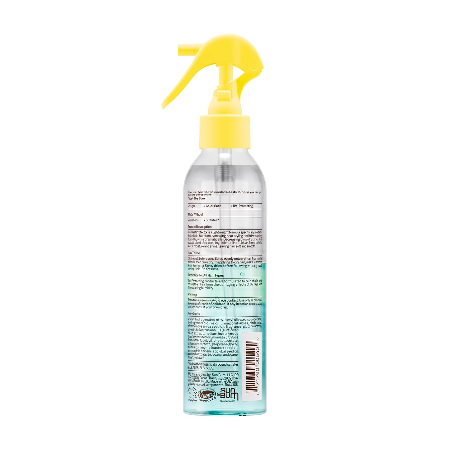 Sun Bum heat protector spray used for professional hair blow dry
