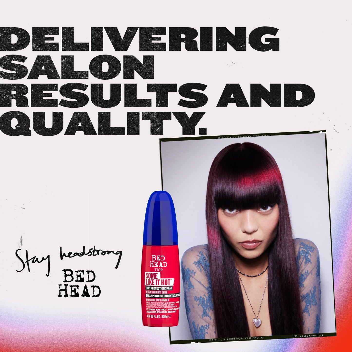 Tigi Bed Head Some Like It Hot spray packaging for hair styling