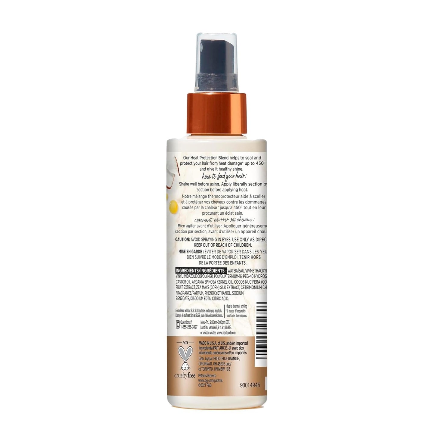 Detailed product label for Hair Food heat protection blend