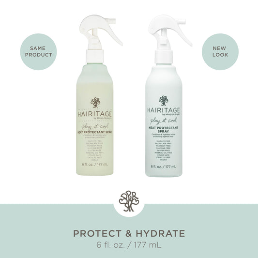 Hairitage heat protectant spray packaging details