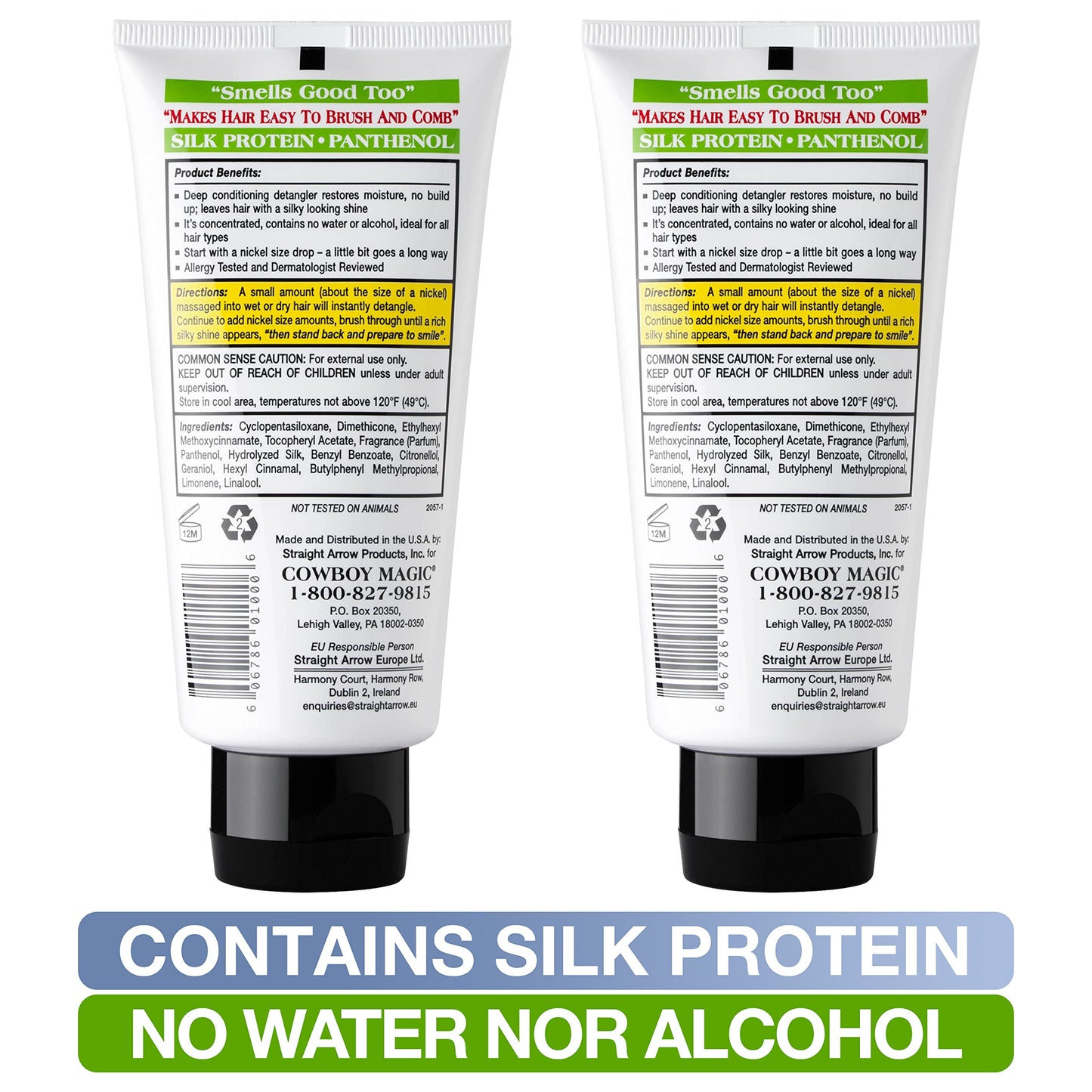 Cowboy Magic waterless detangling gel packaging details and usage instructions