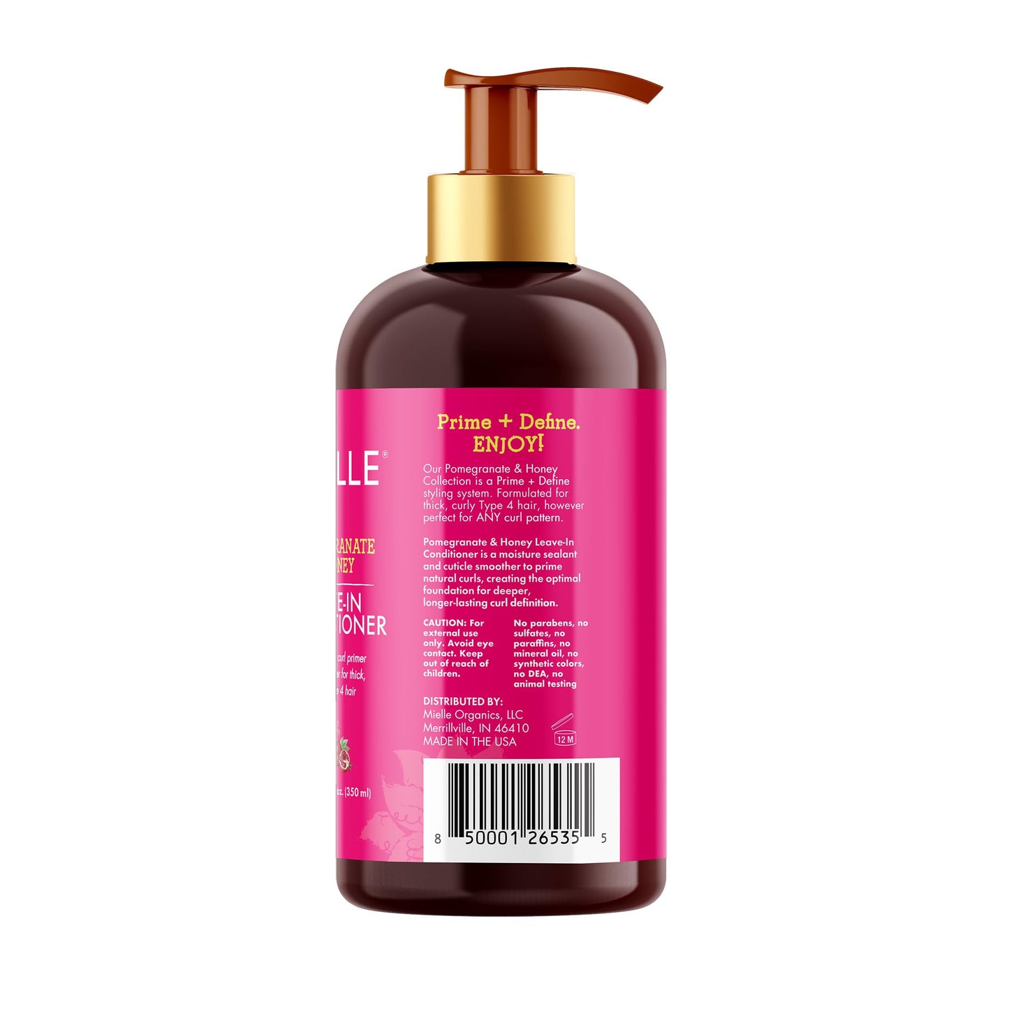 USA imported Mielle Organics moisturizing curl primer bottle against a clean studio background